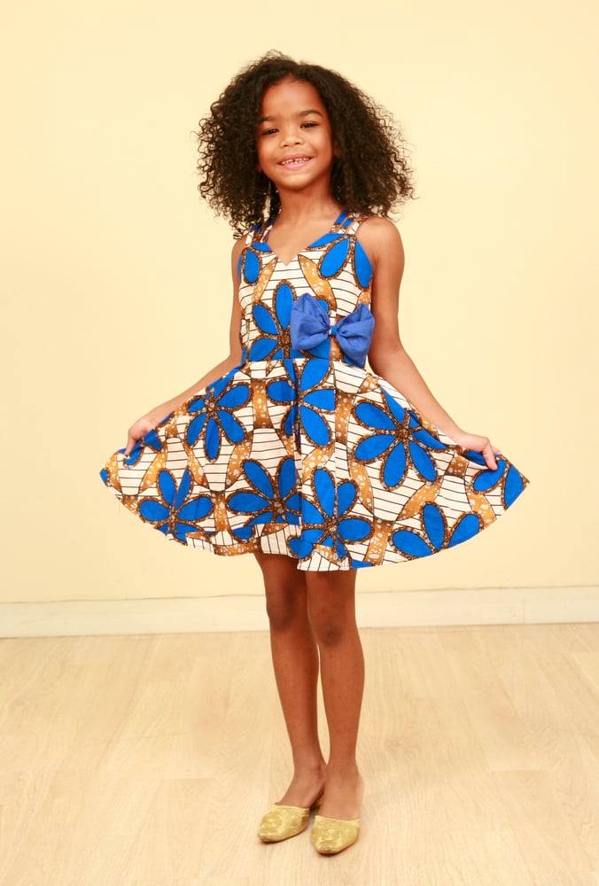 Image of blue floral Dress/petite fille