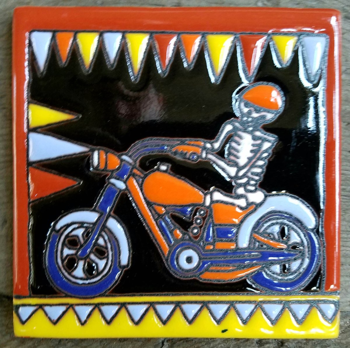 Image of Skull Biker Coaster Tile
