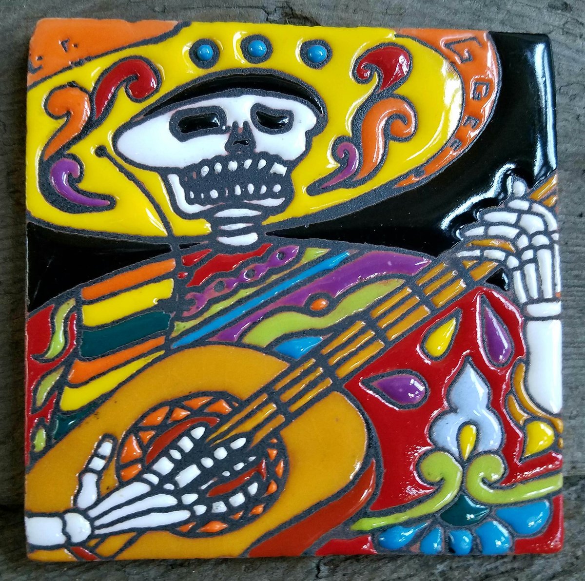 Image of Skull Guitar Coaster Tile