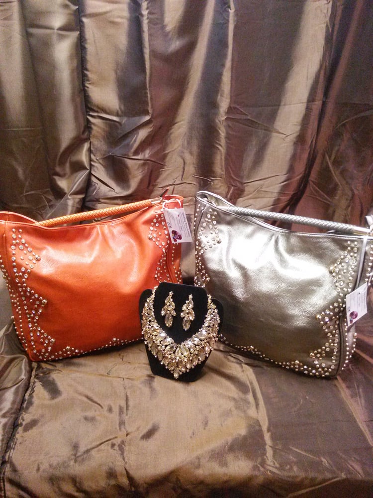 Image of "Sparkling" Studded & Rhinestone Hobo