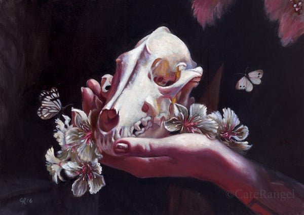 Image of Skull with Oleanders - Limited Edition Print