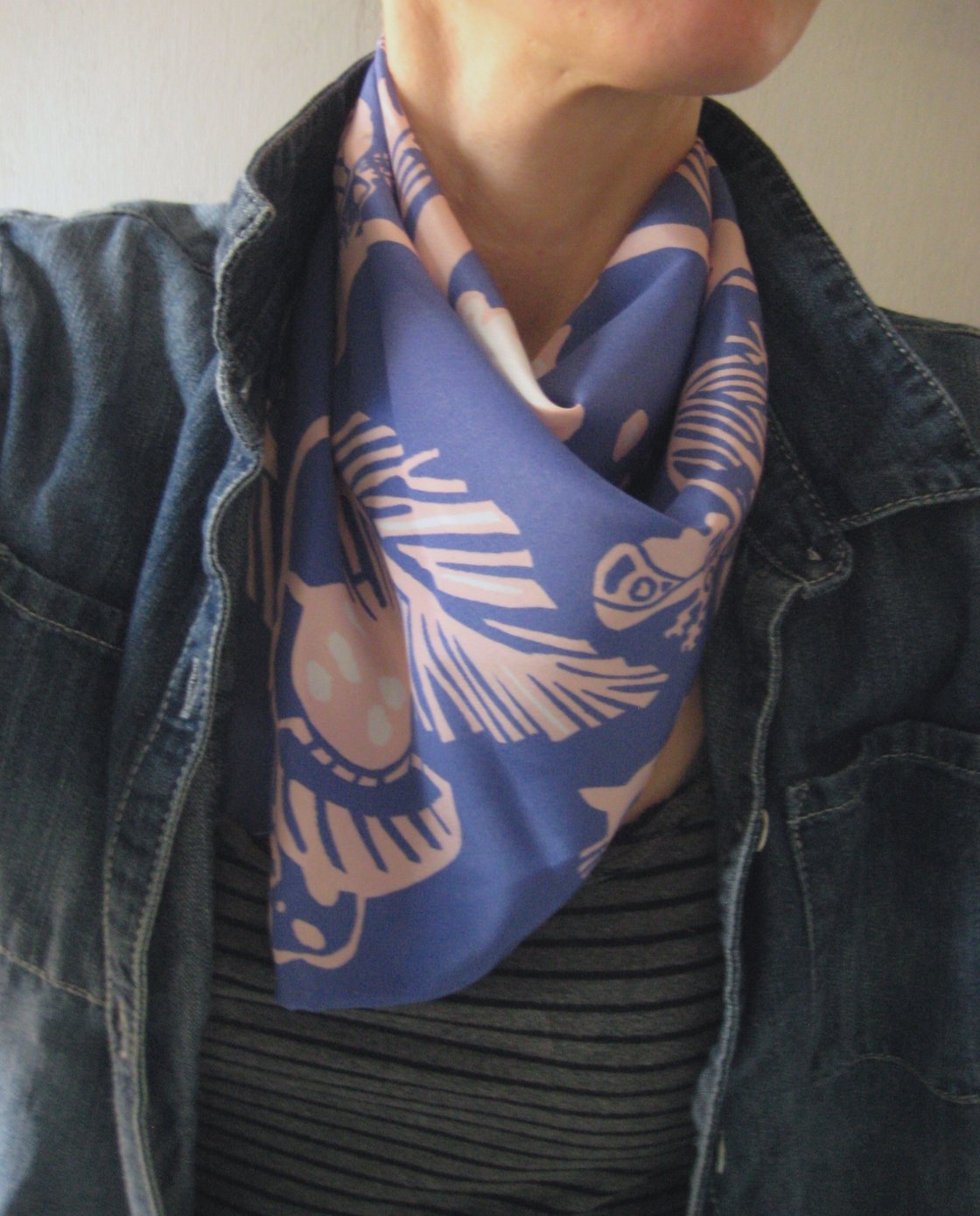 Image of Tonic of Wilderness: blue and pink silk scarf