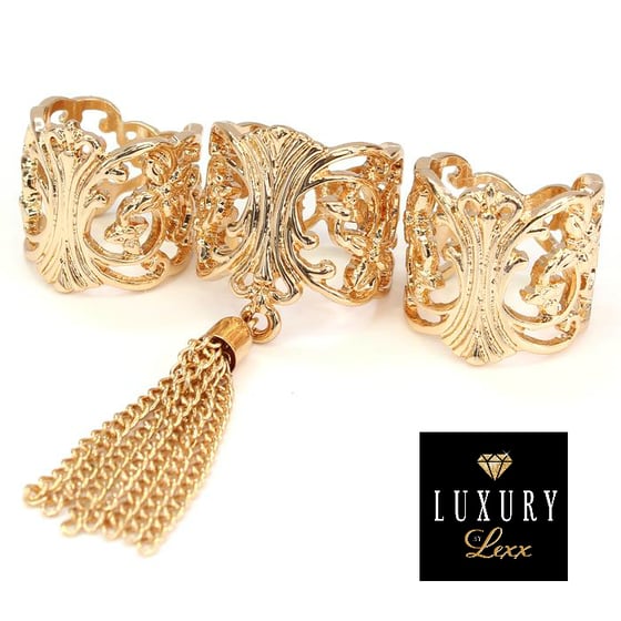 Image of Golden Opulence Tassel Ring Set