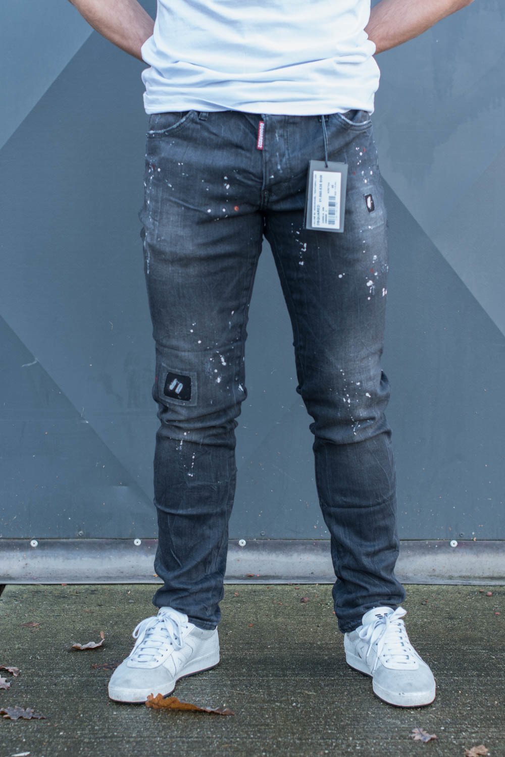 Image of Dsquared Black Denim Painted