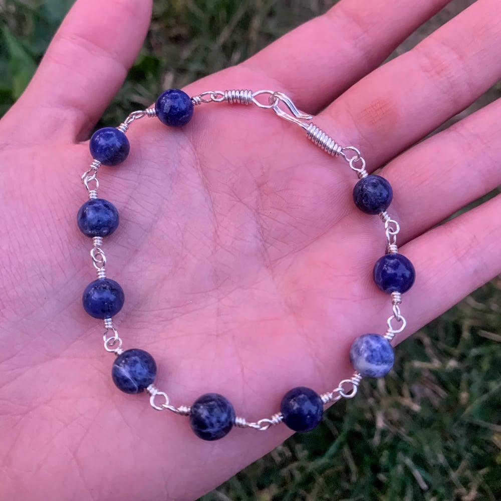 sodalite wire wrapped bracelet