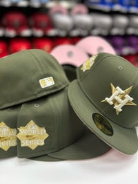 Image 1 of New Era 59Fifty Olive / Mettalic Gold / Pinky UV