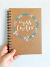 Personalised Hand lettered floral ring Kraft brown notebook 