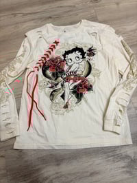 Image 1 of Medium cream Betty lace destroyed longsleeve