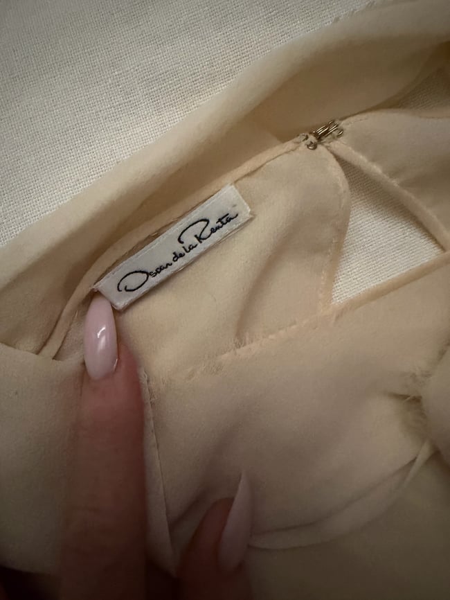 vintage Oscar de la Renta silk chiffon rockstar neck scarf tie blouse