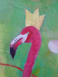 Image 3 of Flamingo original oil painting on canvas  