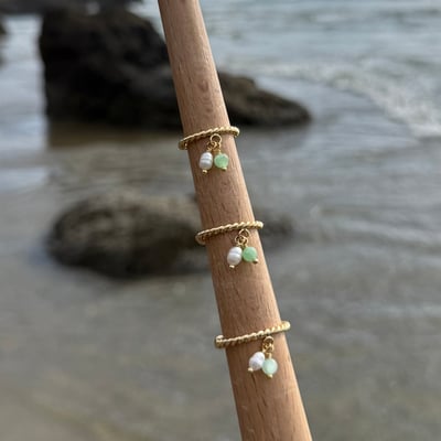 Image of jade & pearl charm ring