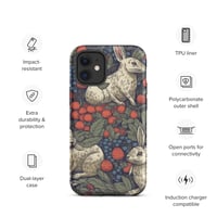 Image 9 of Boho Nature Cottagecore Inspired White Rabbits Among Berries Tough Case for iPhone®