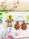 Rescued Fabric Spotty Lg Teardrop Earrings with Free Postage 