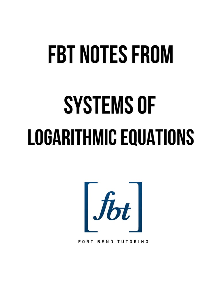 Image of Systems of Logarithmic Equations YouTube Notes