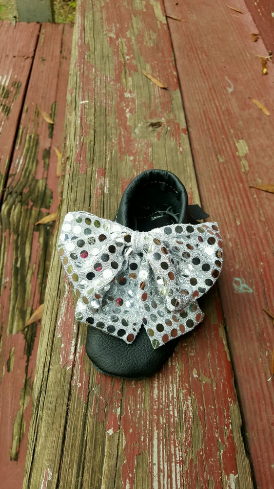 Image of Black with Silver Sequin Bow