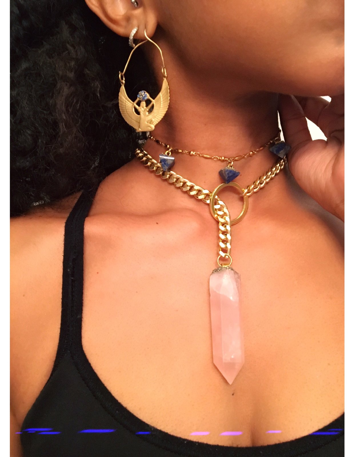Image of ROSES II • THIN • Rose Quartz Lariat 