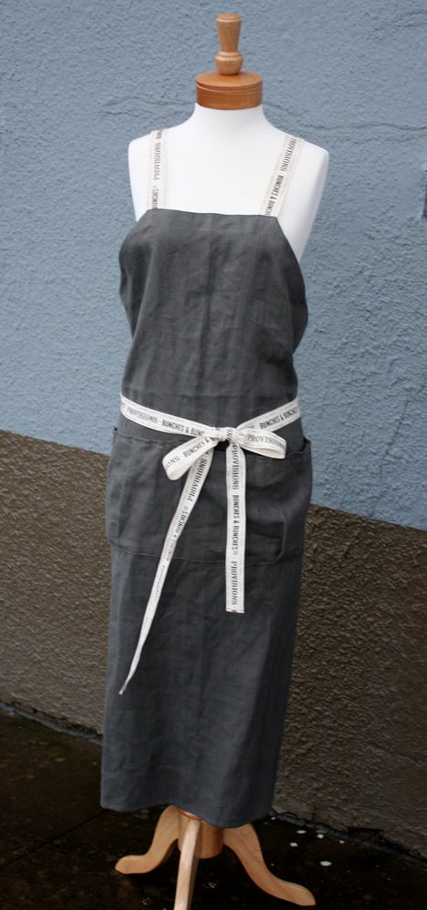 Image of Grey Linen Bib Apron