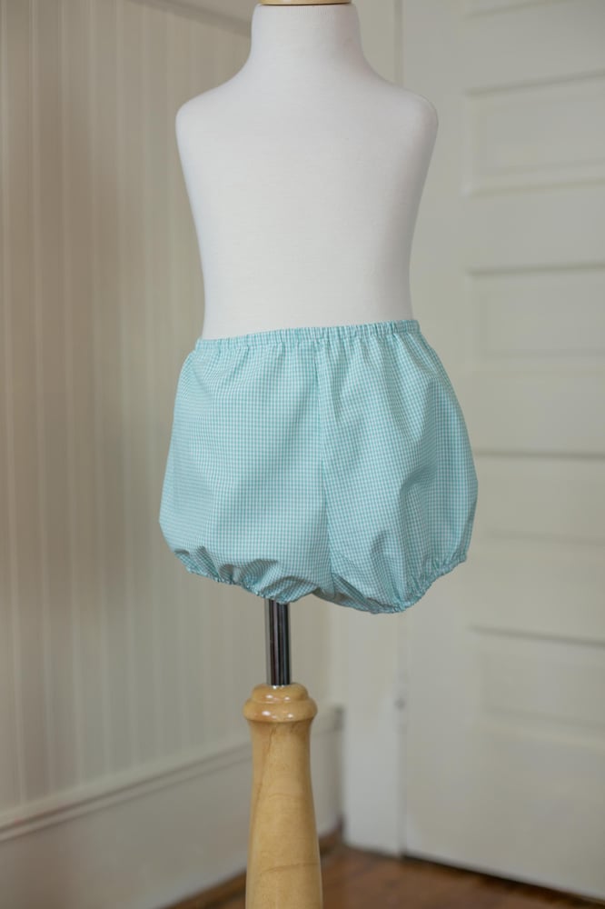 Image of Boy Bloomer Short in Small Aqua Squares