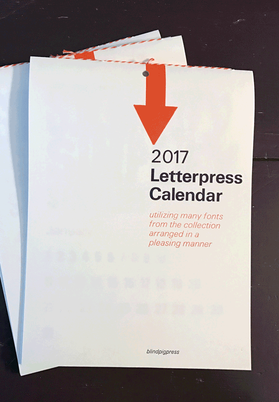 Image of 2017 Letterpress Calendar