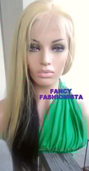 Image 4 of Custom Virgin Brazilian (Processed) Front Lace Wig #613 Top 1B bottom