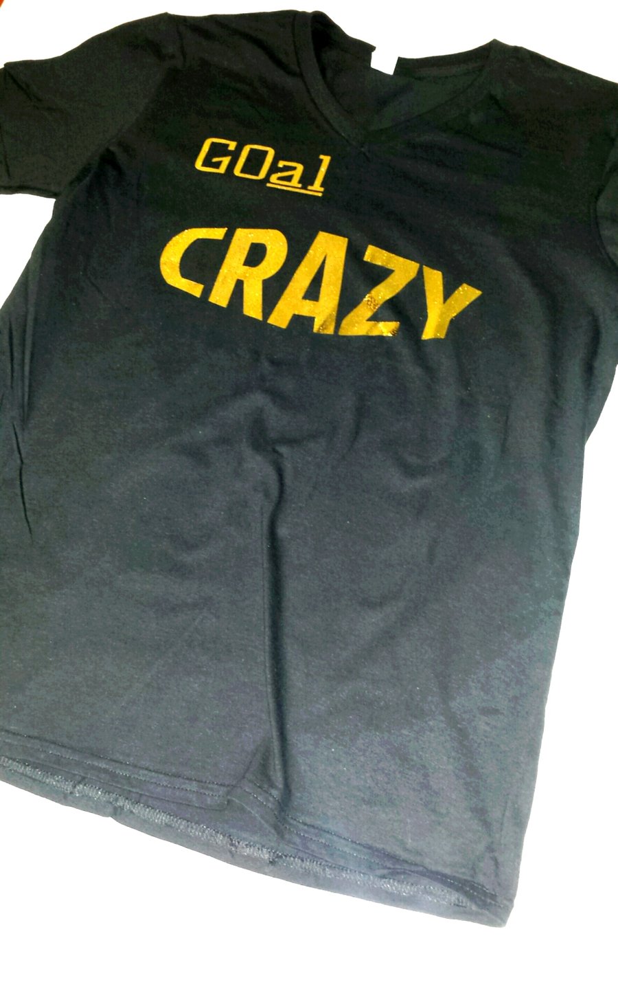 Image of Blk & Gold "GOal CRAZY" PowerLevel V-Neck T-Shirts