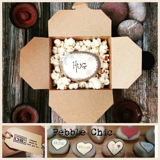 Image of Hand Painted Gift "Hug" in a box Pebble