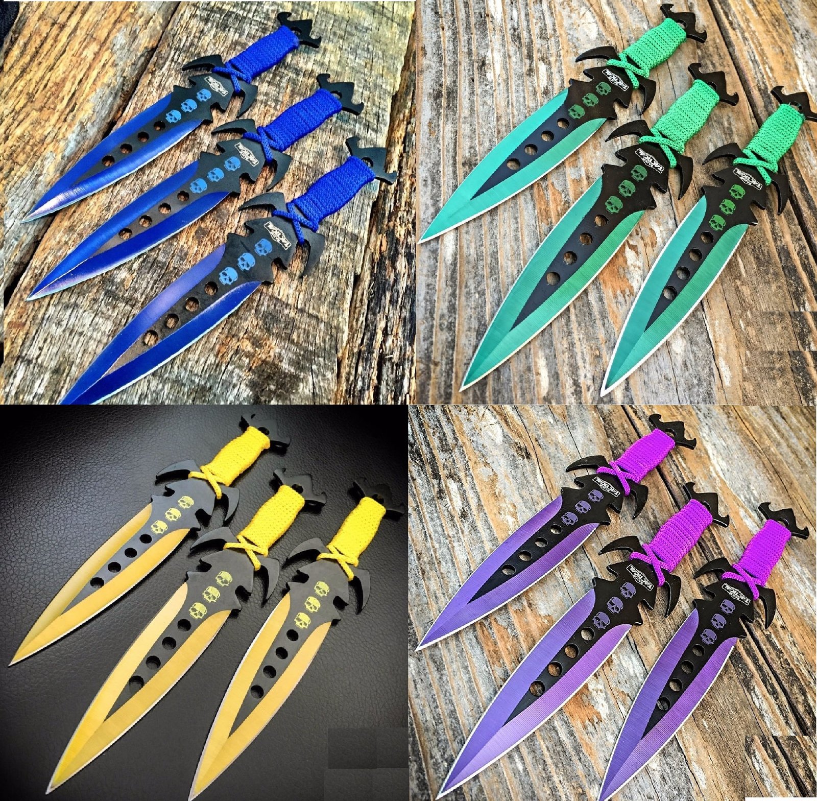 Blue Blade Throwing Knife Set - Blue Kunai - Daggers for Throwing