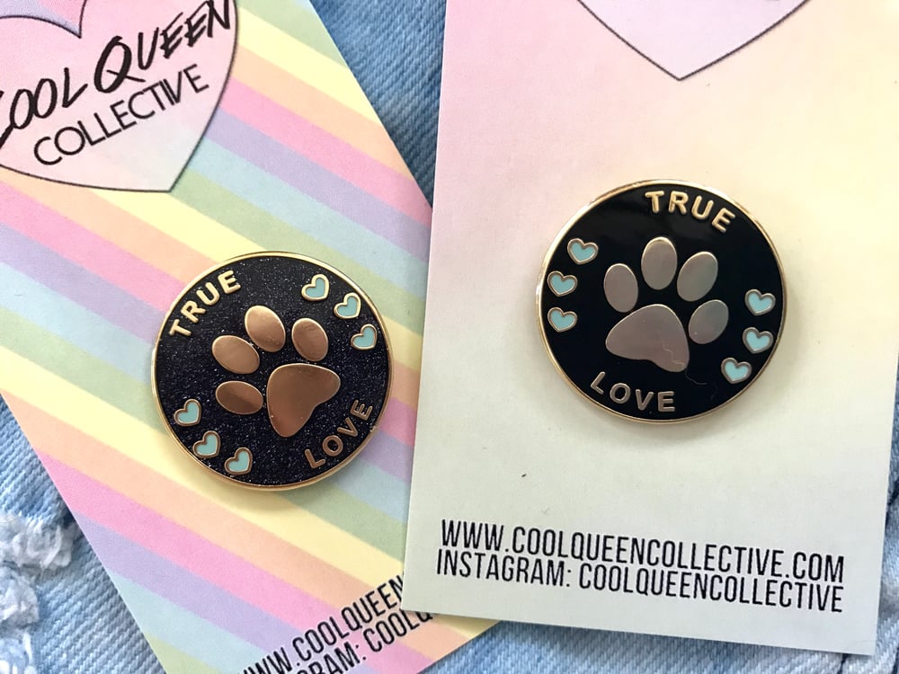 Image of True Love Paw Pin: Black/Black Glitter