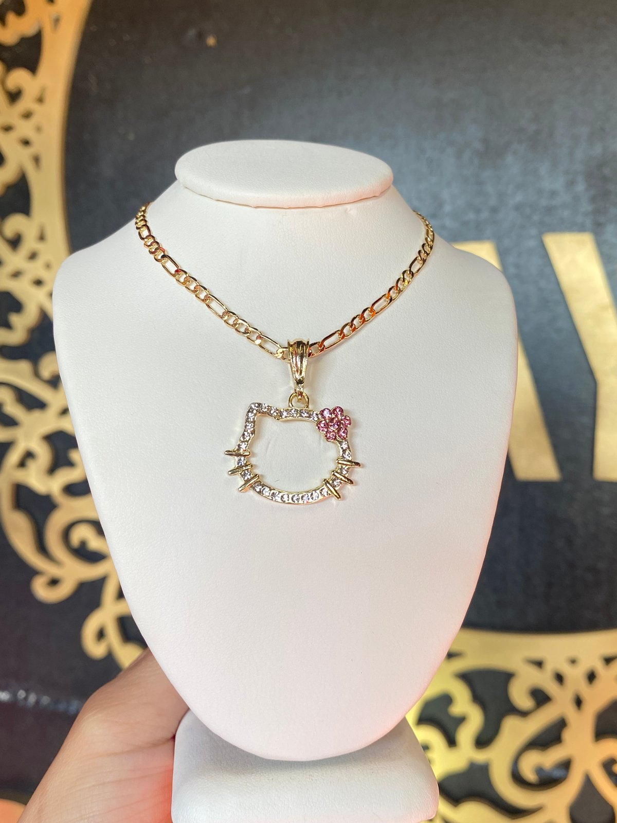 Hello Kitty Enamel & Cubic Zirconia Heart Pendant Necklace