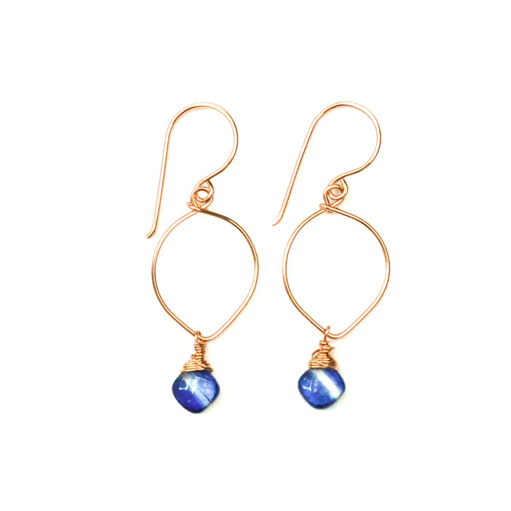 Image of Kyanite earrings lotus loop v2 14kt rose gold-filled