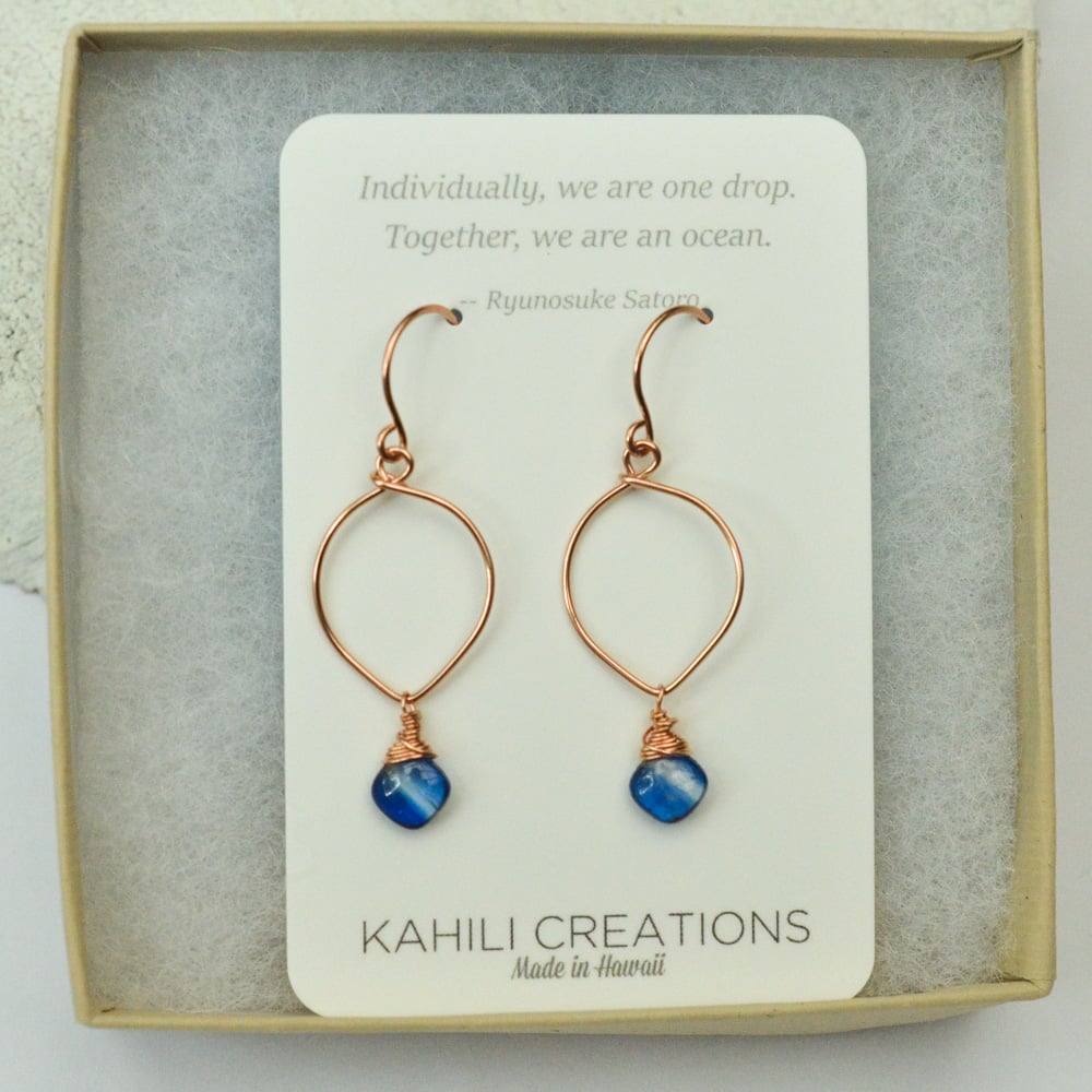 Image of Kyanite earrings lotus loop v2 14kt rose gold-filled
