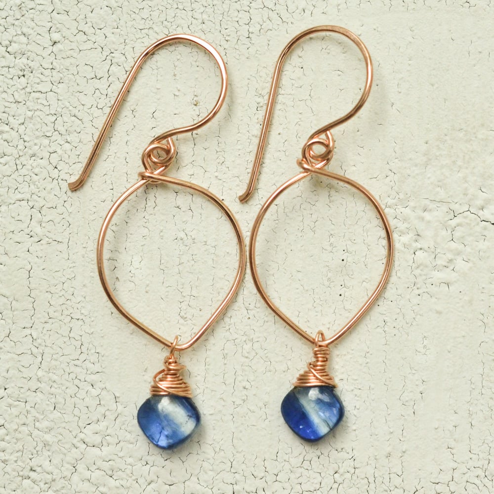 Image of Kyanite earrings lotus loop v2 14kt rose gold-filled