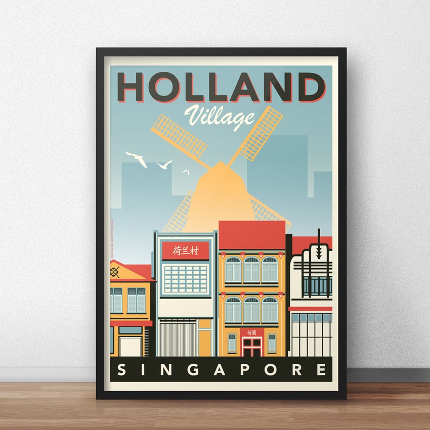 Image of Holland Village Vintage-Style Travel Poster