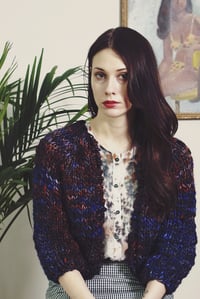 Image 3 of perth merino wool hand knit cardigan (shown in natural w/ fringe)