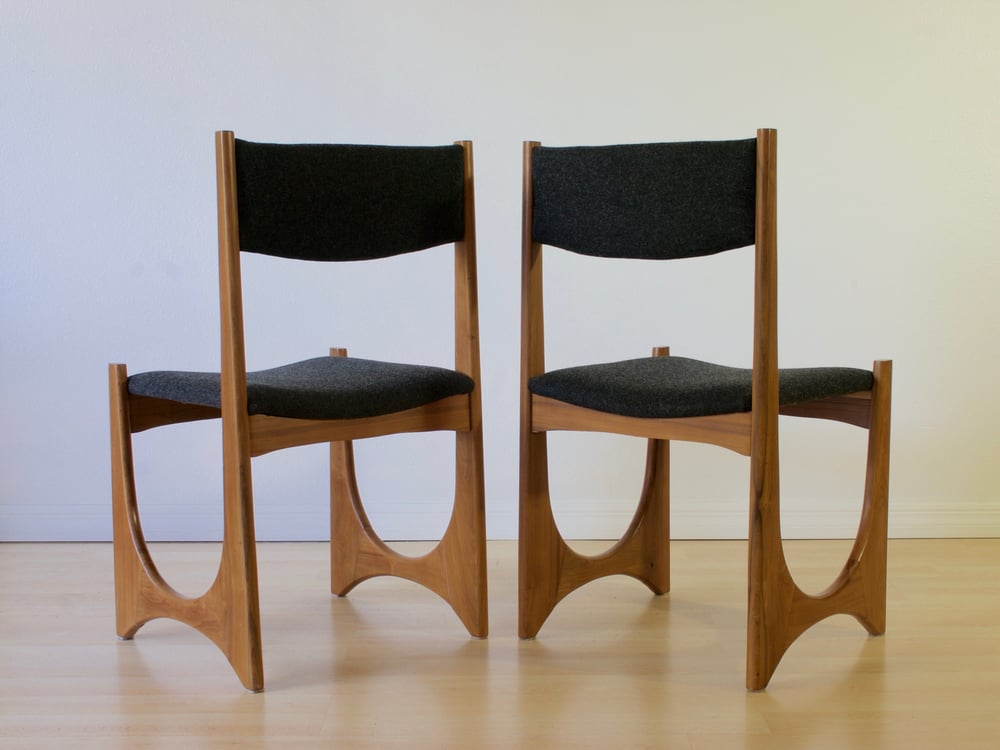 Image of Six Mid-Century Modern Dining Chairs : Grey Wool + Teak