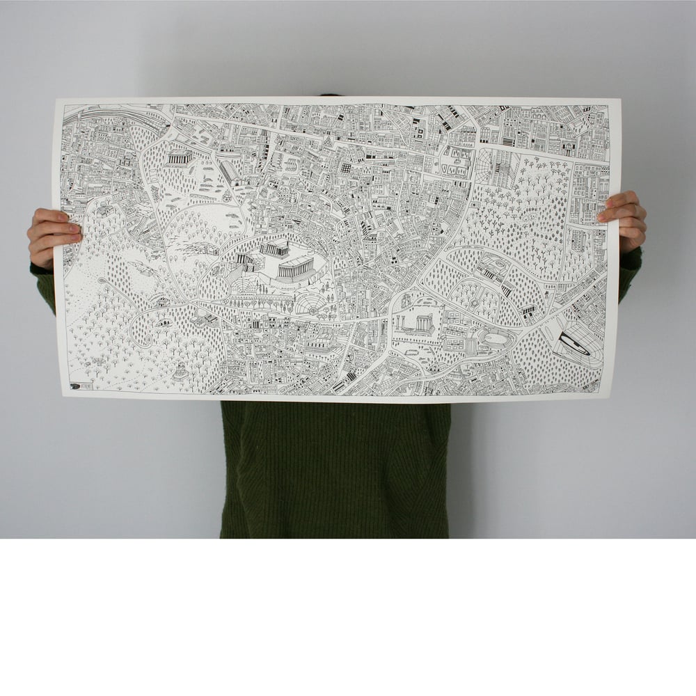Image of Athens Map Colour in Poster