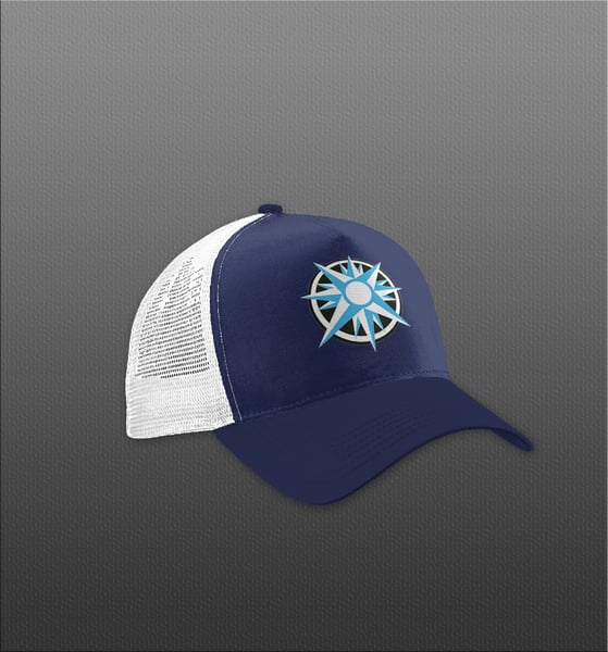 Image of Unisex - Official Manifest Millennial Logo Trucker Baseball Hat Navy/White One Size