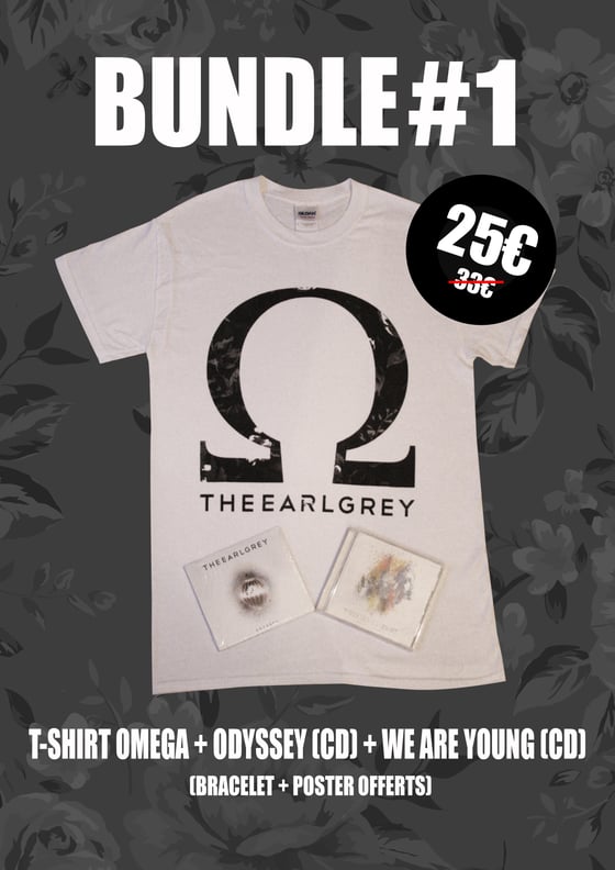 Image of BUNDLE #1 : OMEGA T-SHIRT + ODYSSEY (CD) + WE ARE YOUNG (CD) (+ FREE POSTER + FREE WRISTBAND)