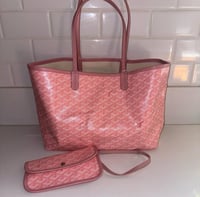 Pink Goyard Tote Bag with mini wallet