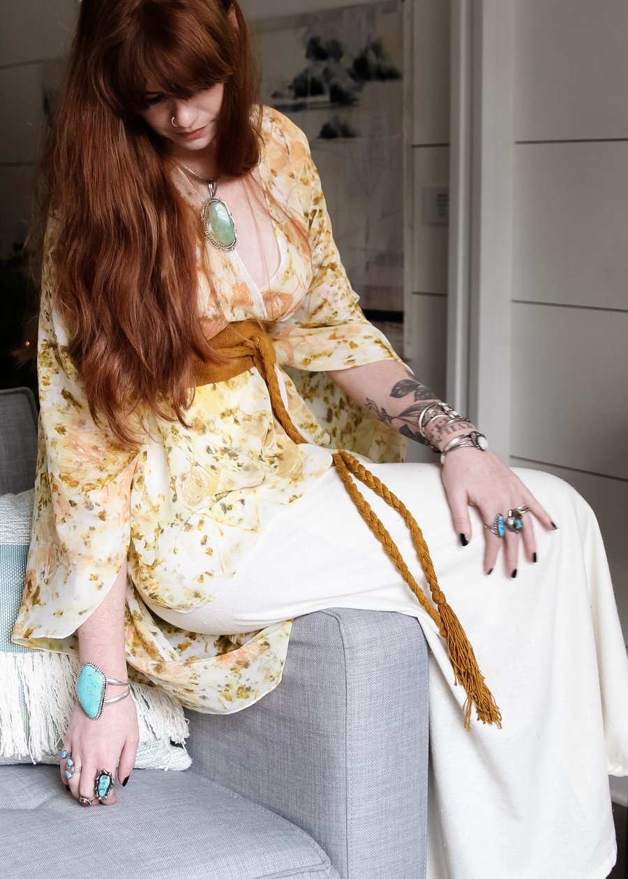 Image of Silk Robe Cape with belt