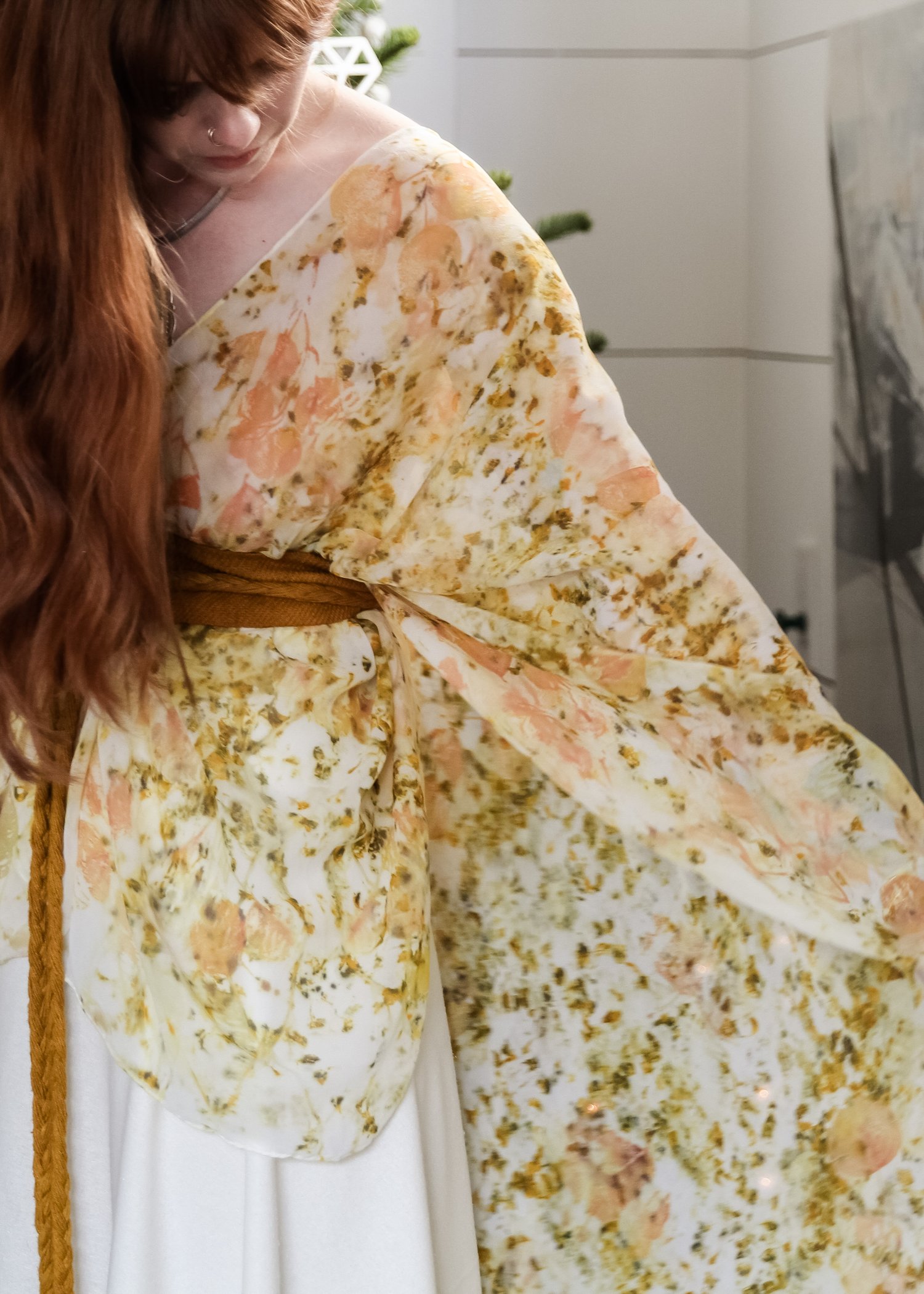 Image of Silk Robe Cape with belt