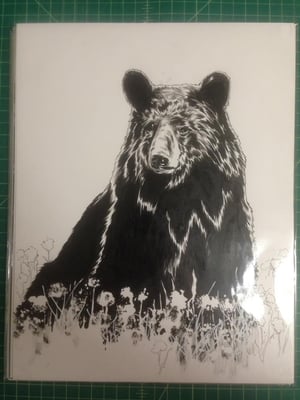 Image of bear inked production piece 11x14inches
