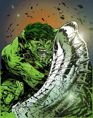 Image of world war hulk original inked piece
