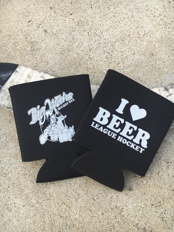 Image of I ❤️ Beer league hockey coozie