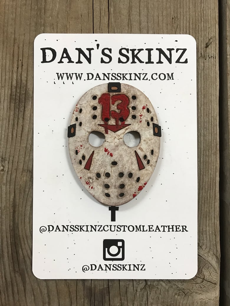 Image of 3" Leather Jason Mask V2 "Bloody"