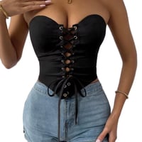 Image 5 of Black Strapless Corset Top for Women