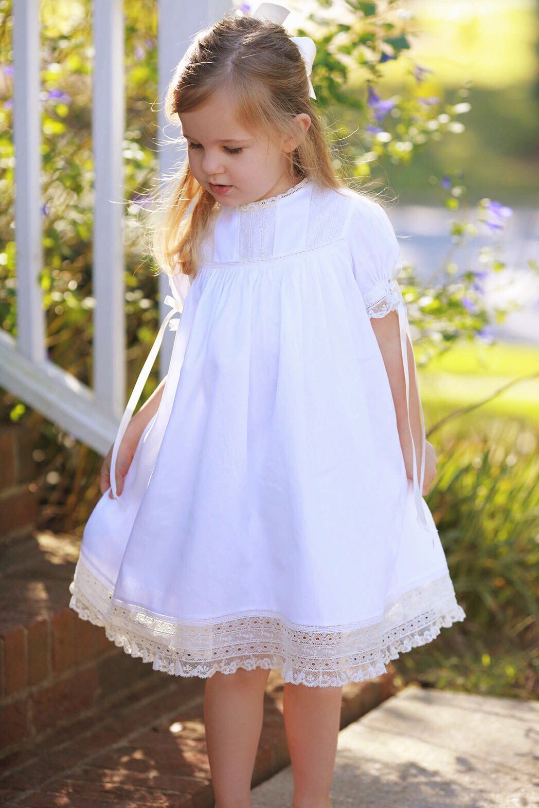 Harper Rounded Yoke Heirloom Dress with Fancy Hem | Elizabeth Layne ...