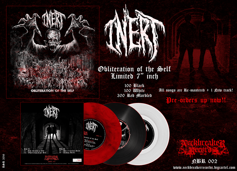 Image of Inert " Obliteration of the Self "  White  7"EP limited to 100 copies /woven patch pre order