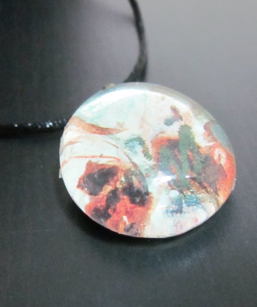 Image of Earthen Scribbles - Upcycled Glass Cabochon Pendant