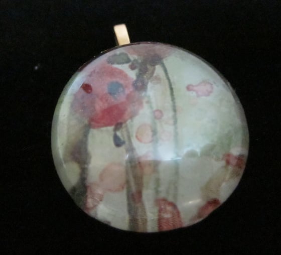 Image of Tall Flowers - Upcycled Glass Cabochon Pendant